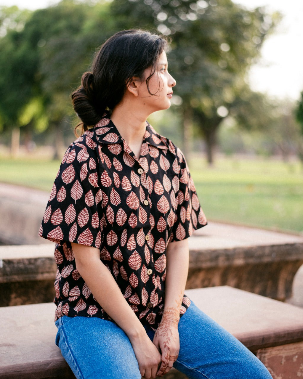 RED LEAF BAGRU SHIRT