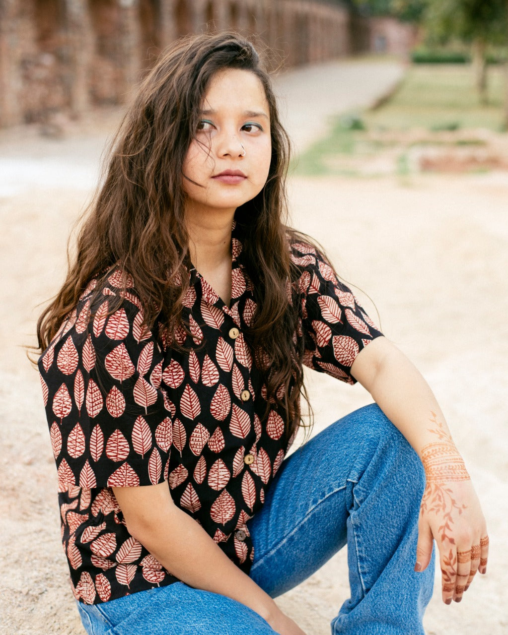 RED LEAF BAGRU SHIRT