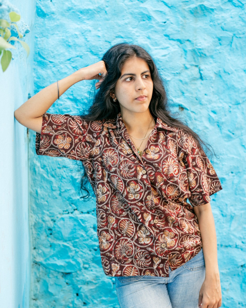 BROWN FLOWER AJRAKH SHIRT