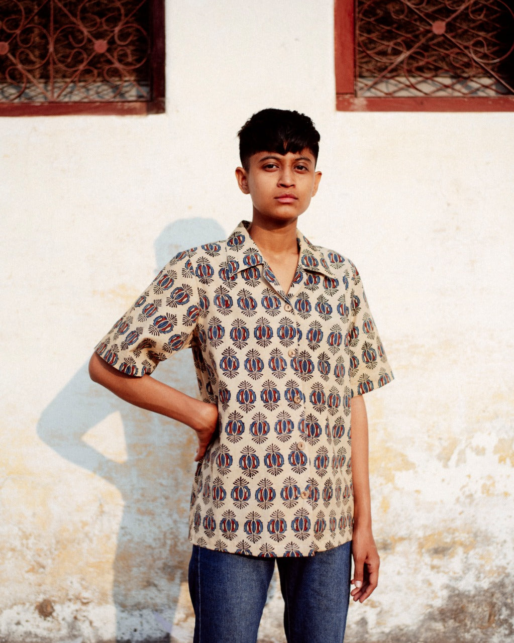 CREAM BEETLE AJRAKH SHIRT