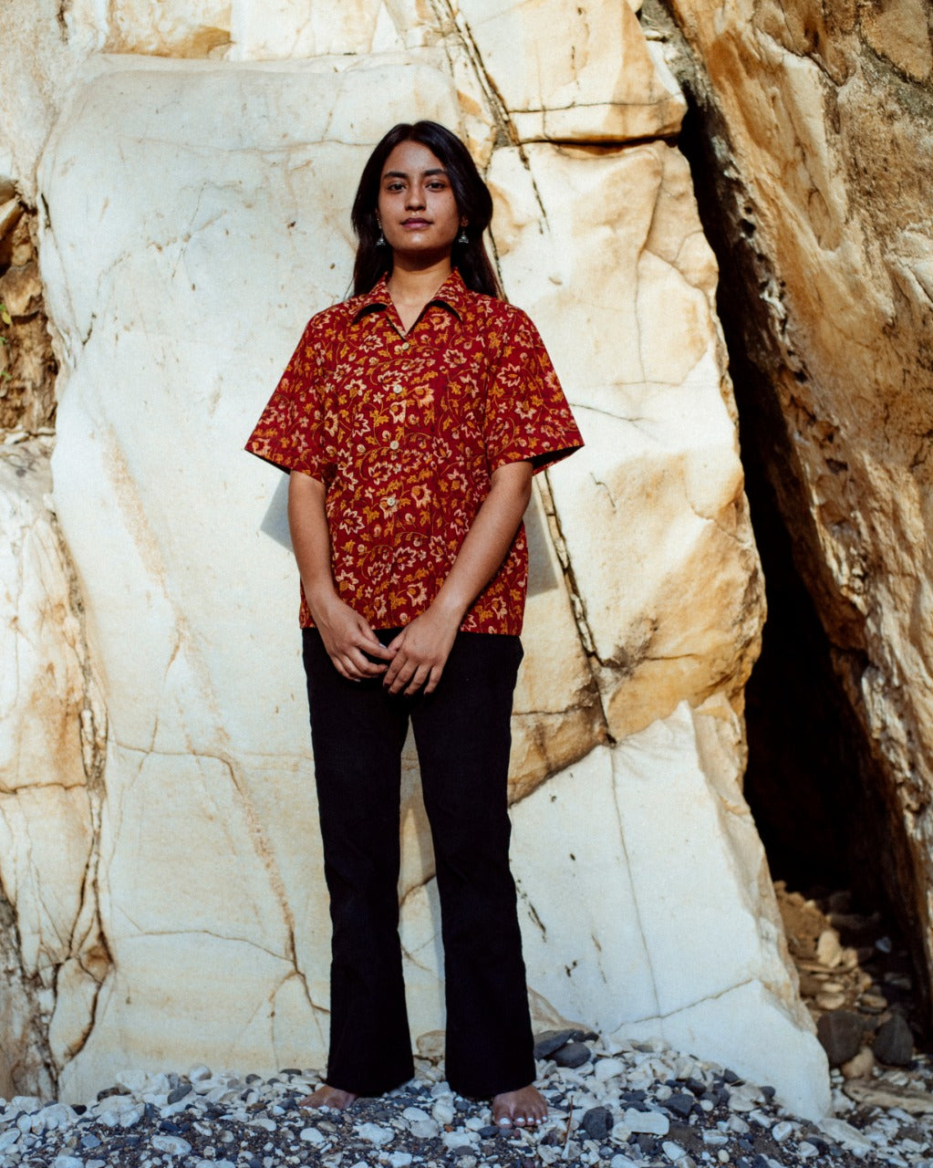 YELLOW LEAF AJRAKH SHIRT