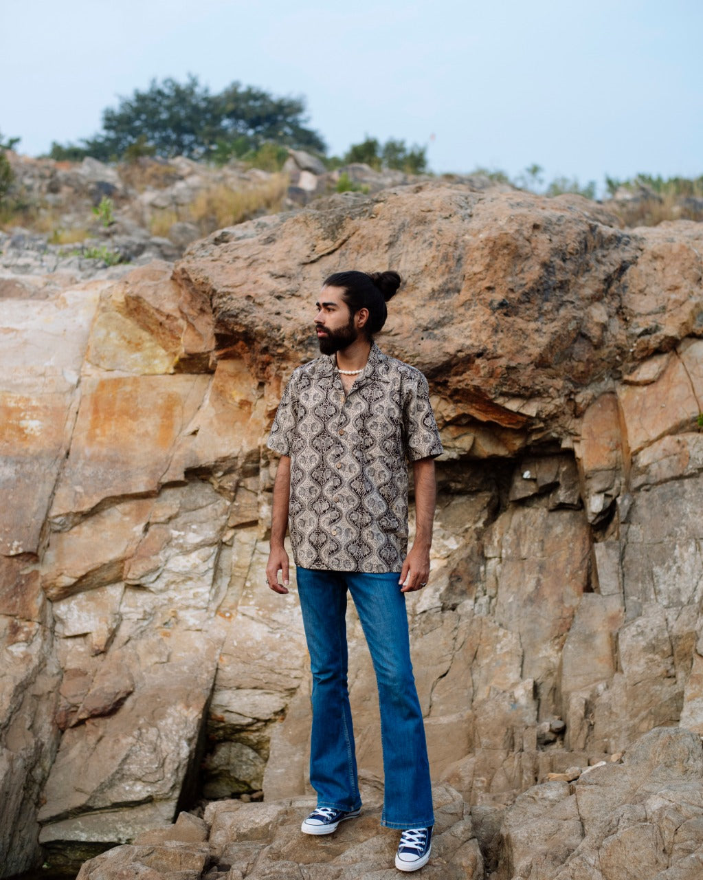 BLACK OGEE KALAMKARI SHIRT