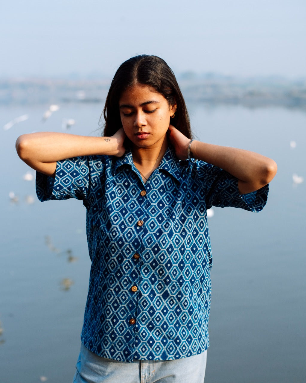 KAJU KATLI INDIGO DABU SHIRT