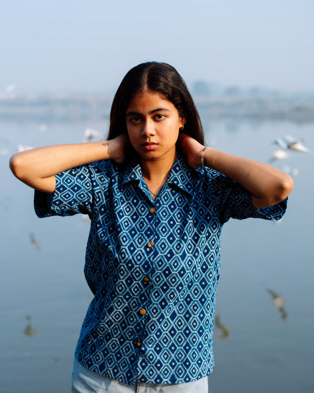KAJU KATLI INDIGO DABU SHIRT