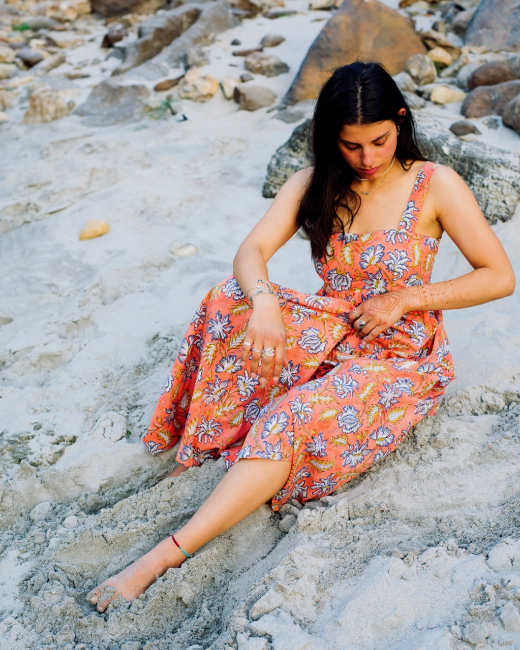 ORANGE FLORAL RAPID MAXI DRESS
