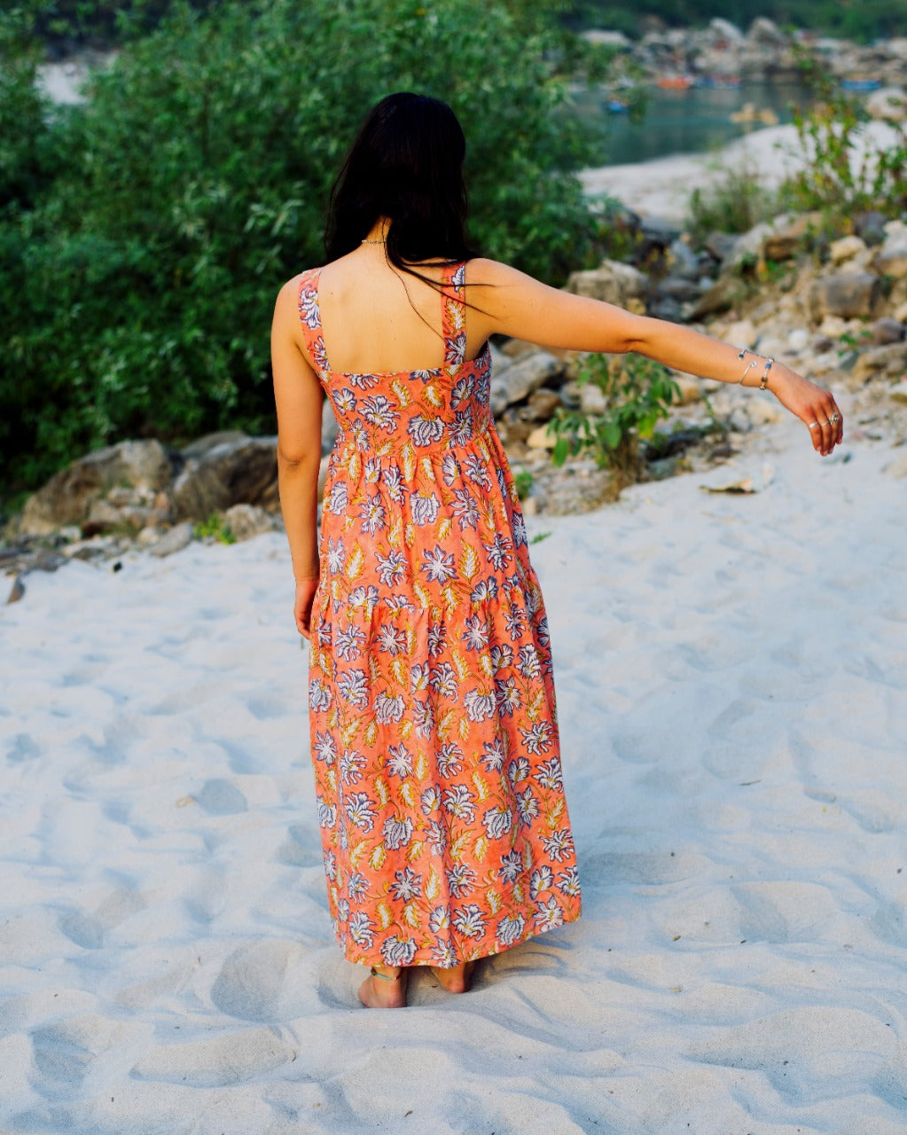 ORANGE FLORAL RAPID MAXI DRESS