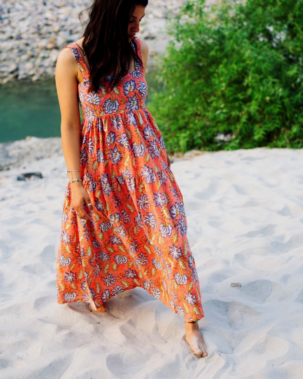 ORANGE FLORAL RAPID MAXI DRESS