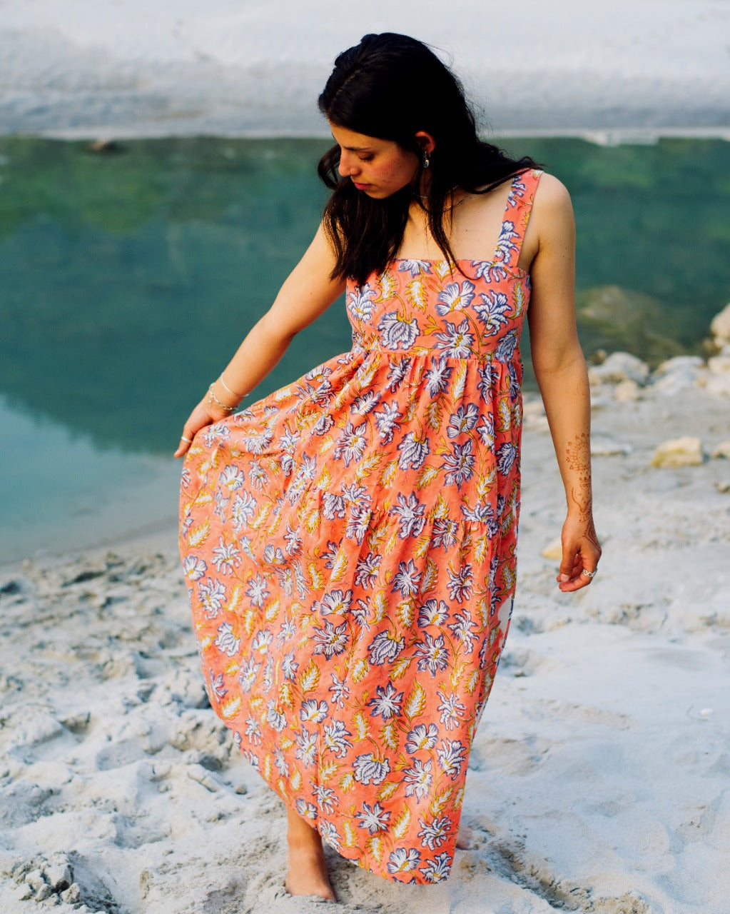 ORANGE FLORAL RAPID MAXI DRESS