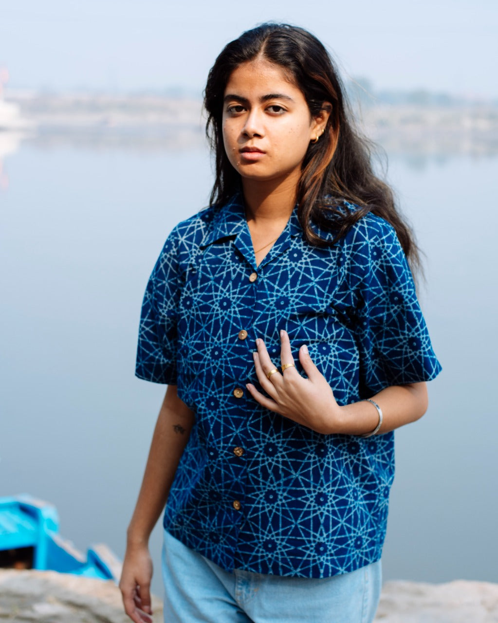 PSYCHEDELIC INDIGO DABU SHIRT