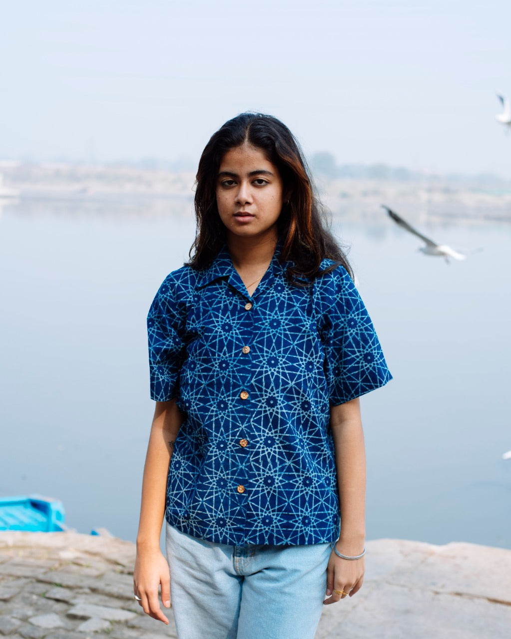 PSYCHEDELIC INDIGO DABU SHIRT