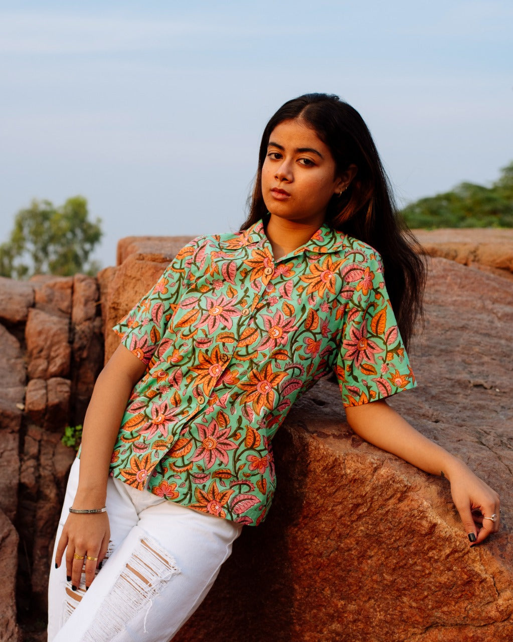 SEAFOAM FLORAL RAPID SHIRT
