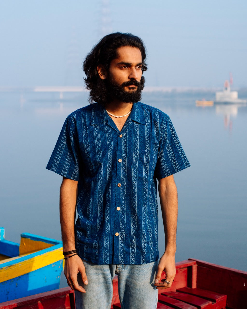 STRIPES INDIGO DABU SHIRT