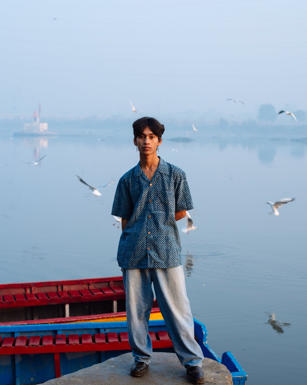 ZIG ZAG INDIGO DABU SHIRT