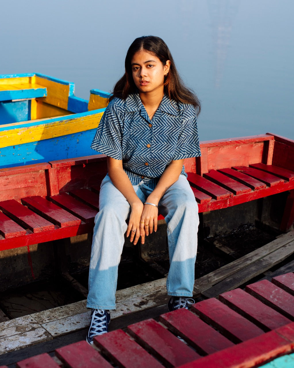 ZIG ZAG INDIGO DABU SHIRT