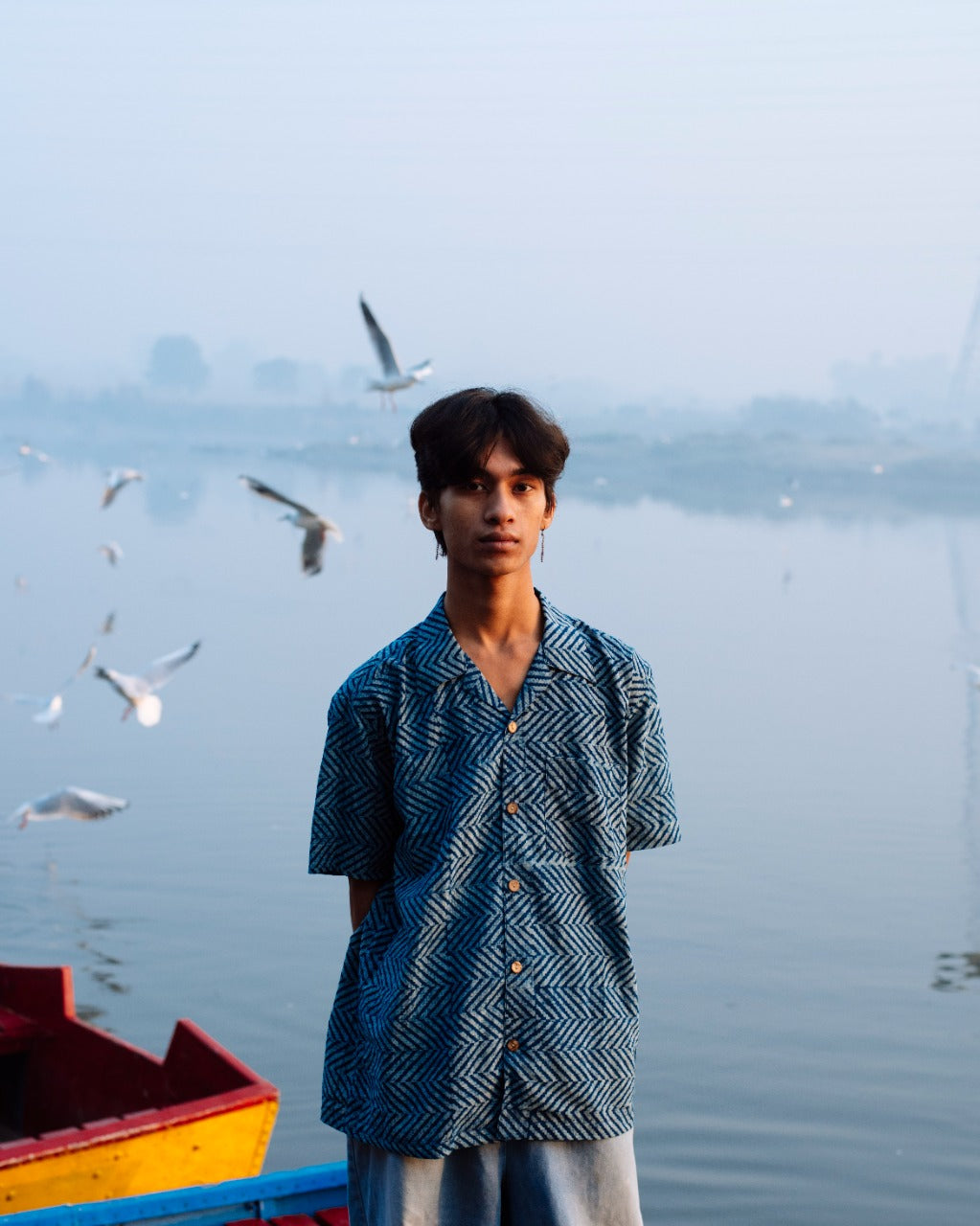 ZIG ZAG INDIGO DABU SHIRT
