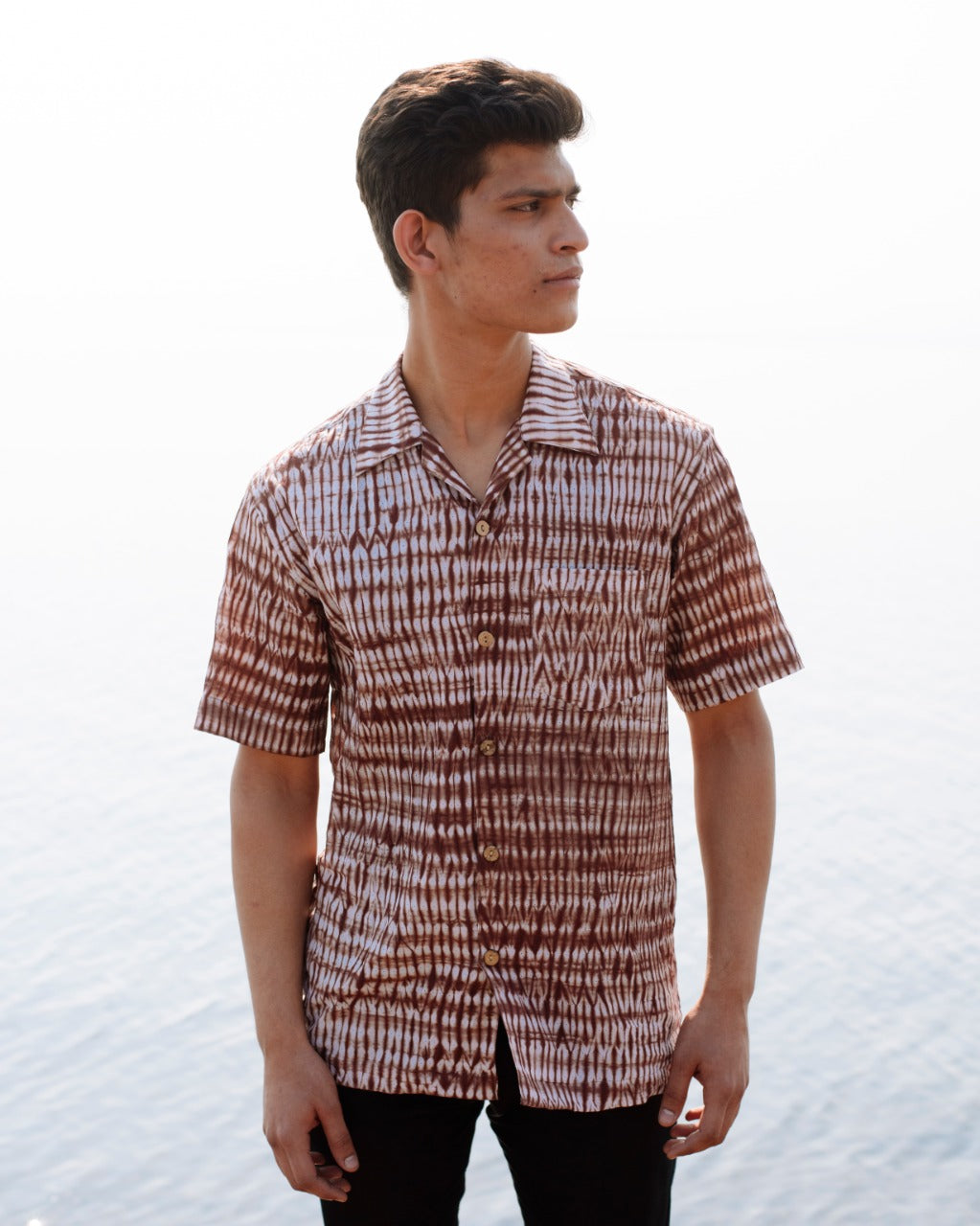 BROWN SHIBORI SHIRT