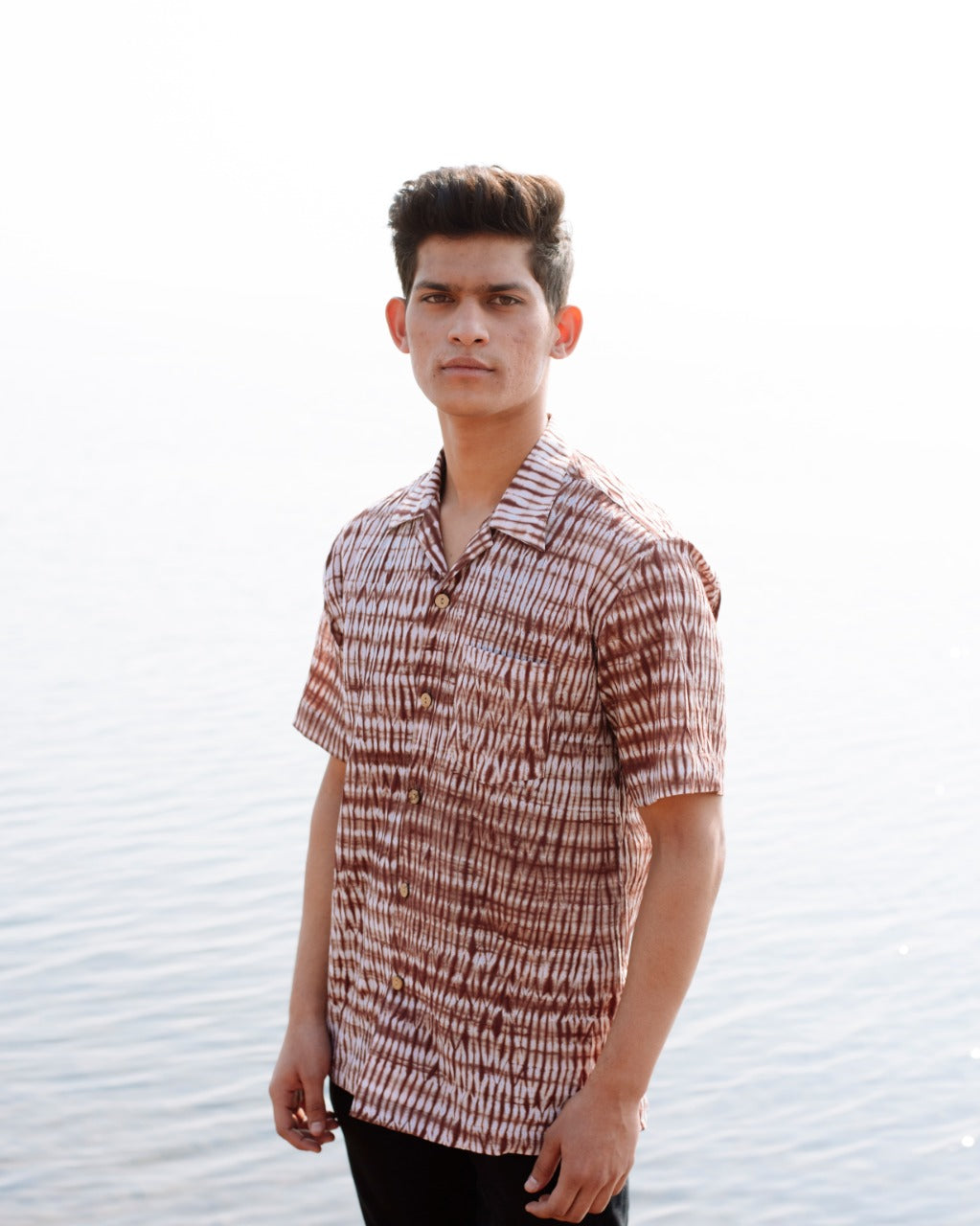 BROWN SHIBORI SHIRT