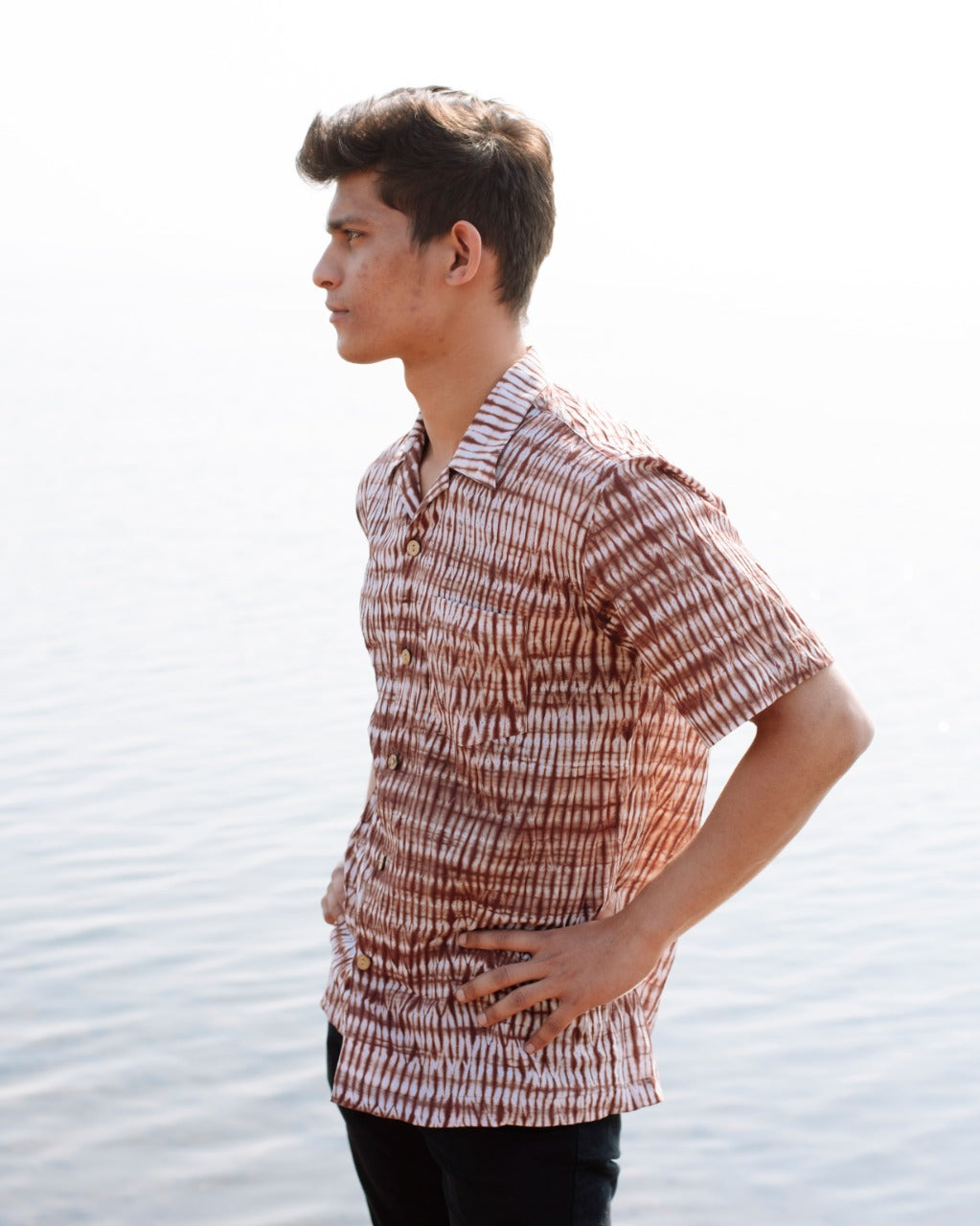 BROWN SHIBORI SHIRT