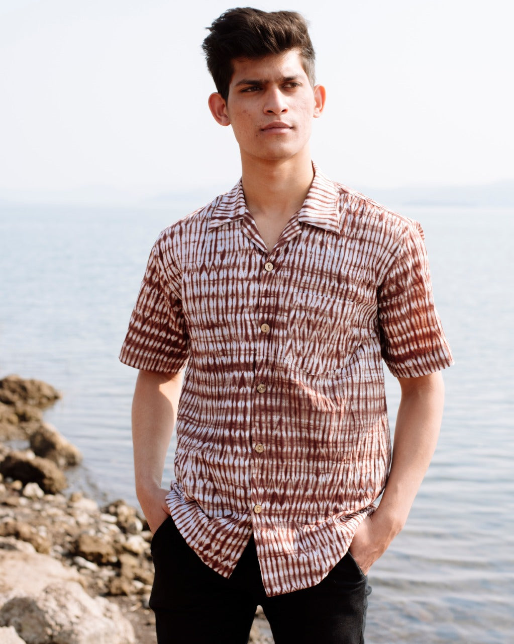 BROWN SHIBORI SHIRT