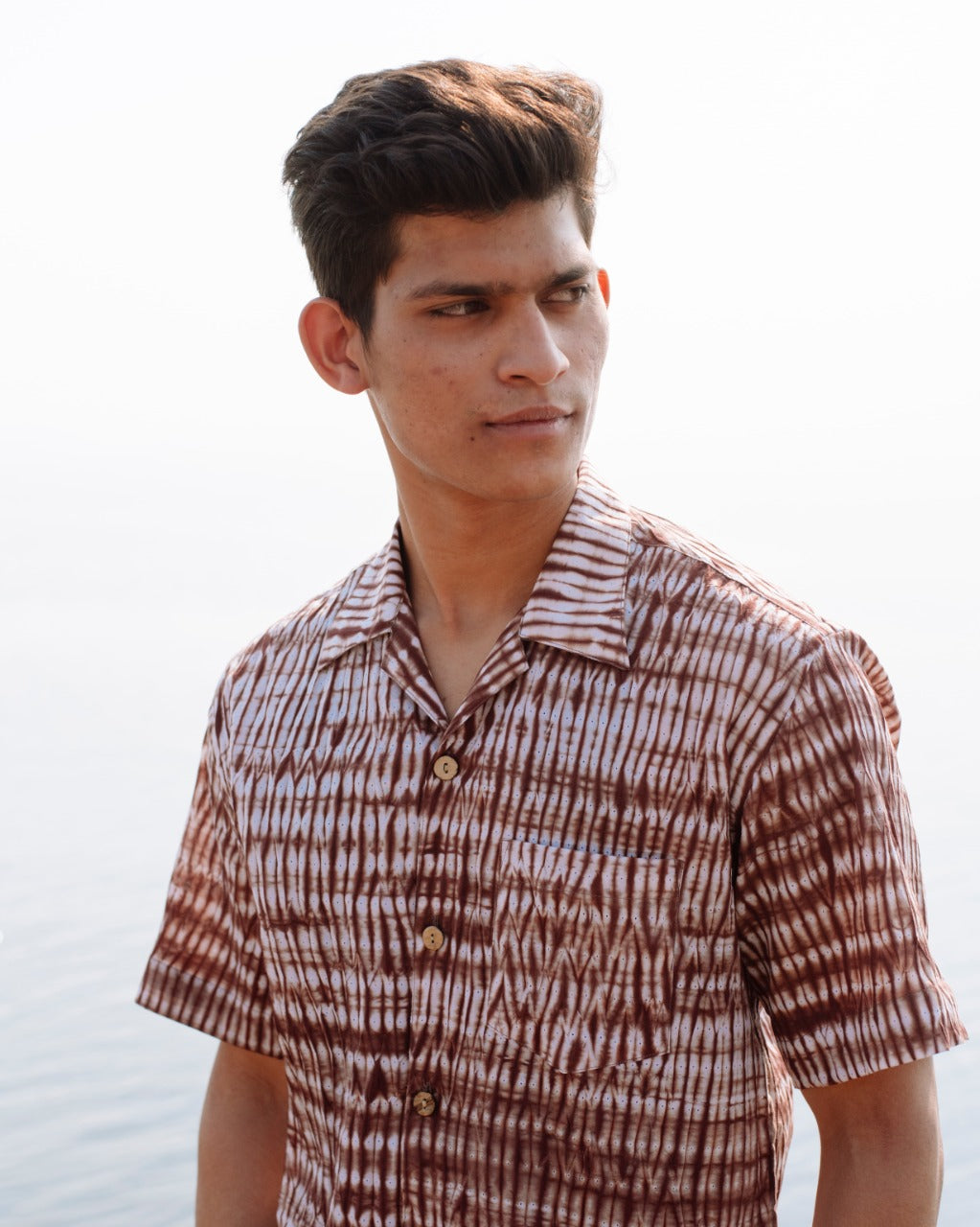BROWN SHIBORI SHIRT