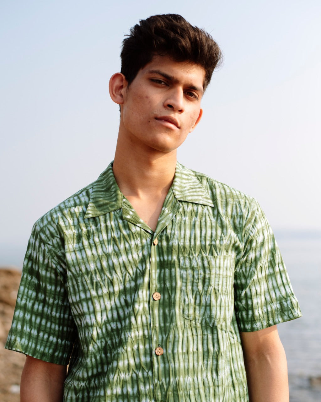 GREEN SHIBORI SHIRT
