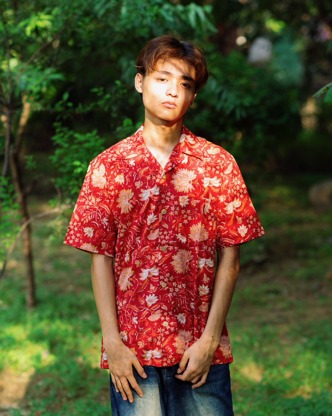RED FLORAL RAPID SHIRT