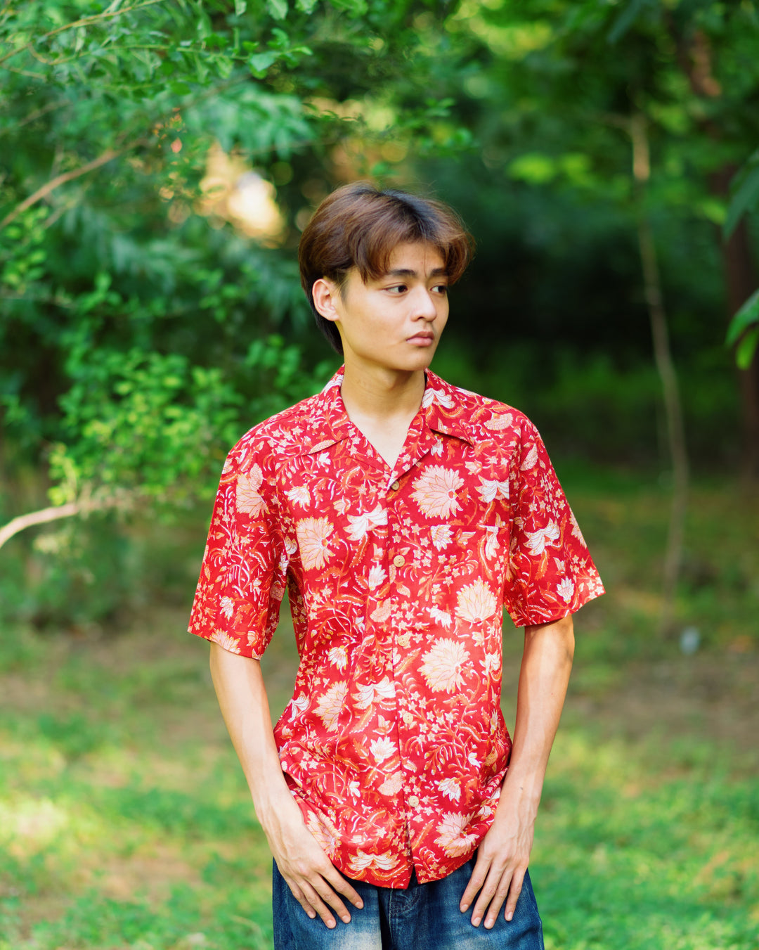 RED FLORAL RAPID SHIRT