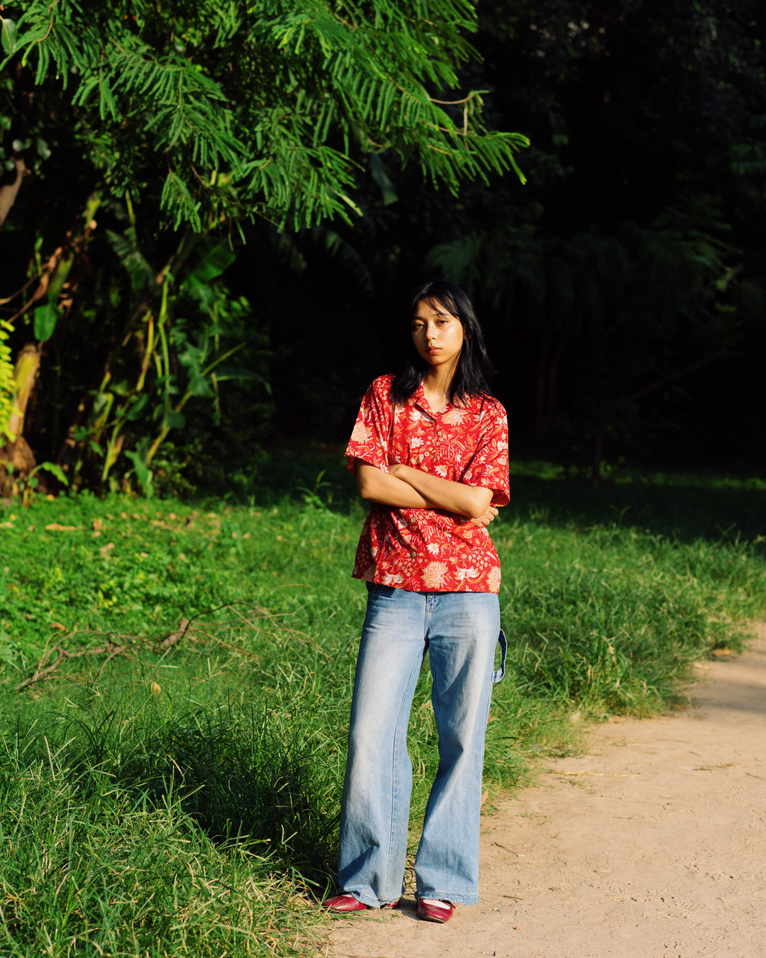 RED FLORAL RAPID SHIRT