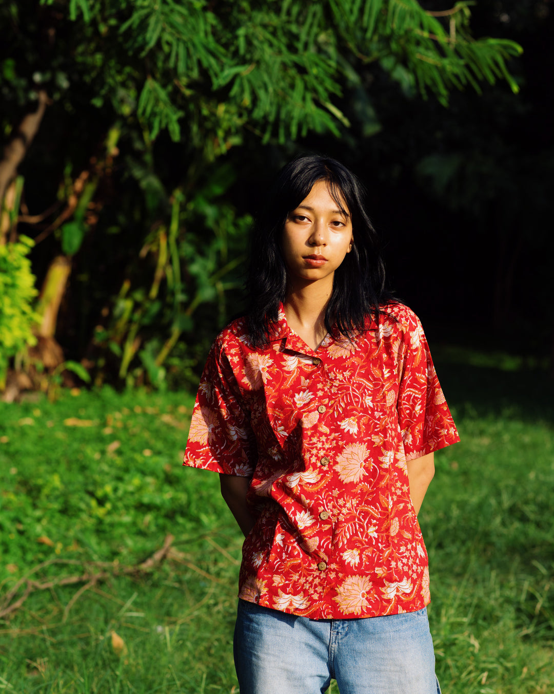 RED FLORAL RAPID SHIRT