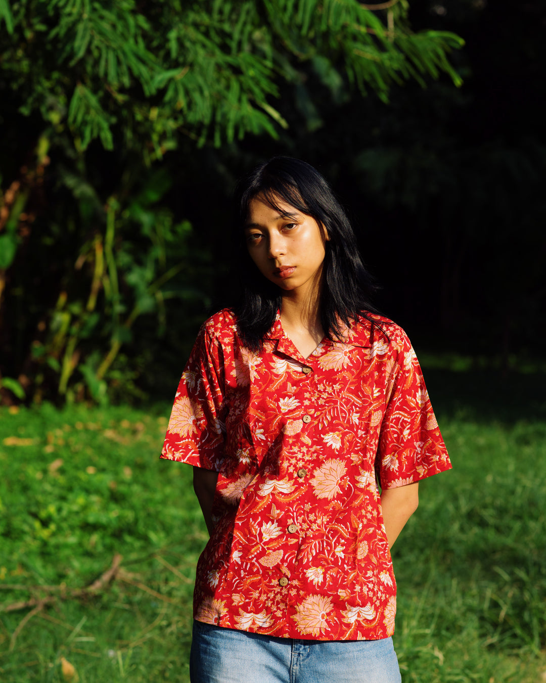 RED FLORAL RAPID SHIRT