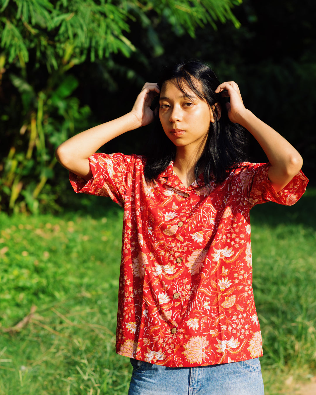 RED FLORAL RAPID SHIRT