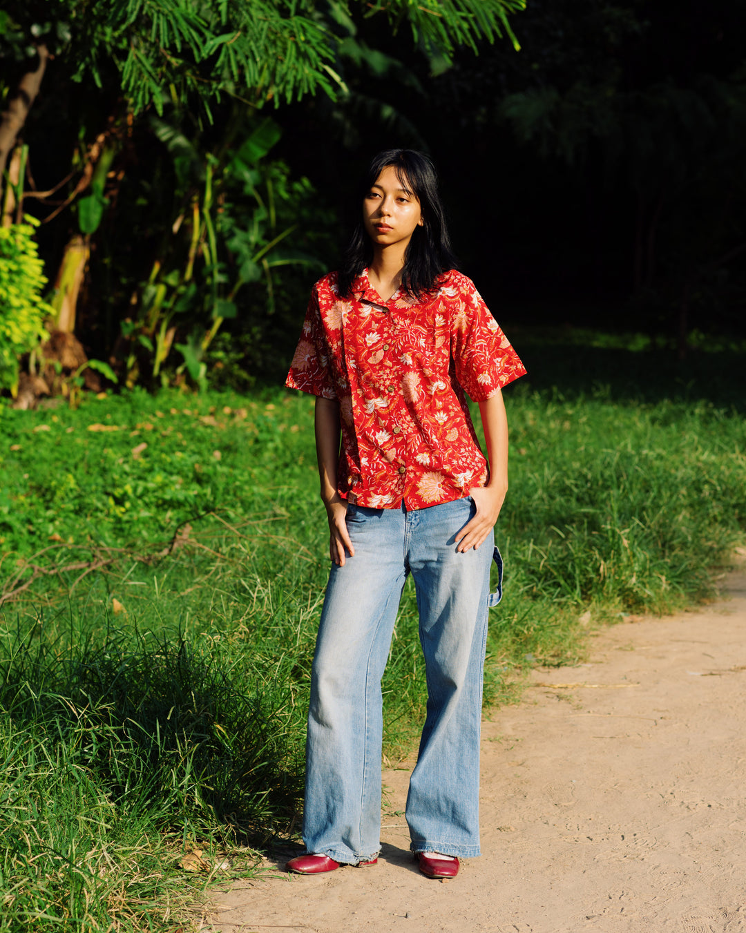 RED FLORAL RAPID SHIRT