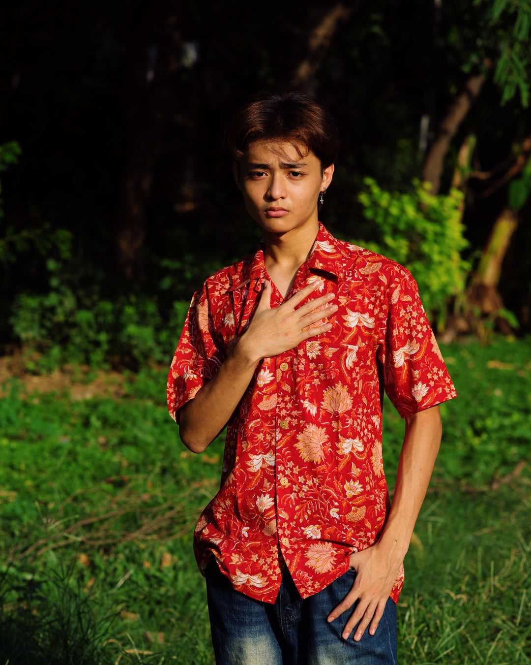 RED FLORAL RAPID SHIRT