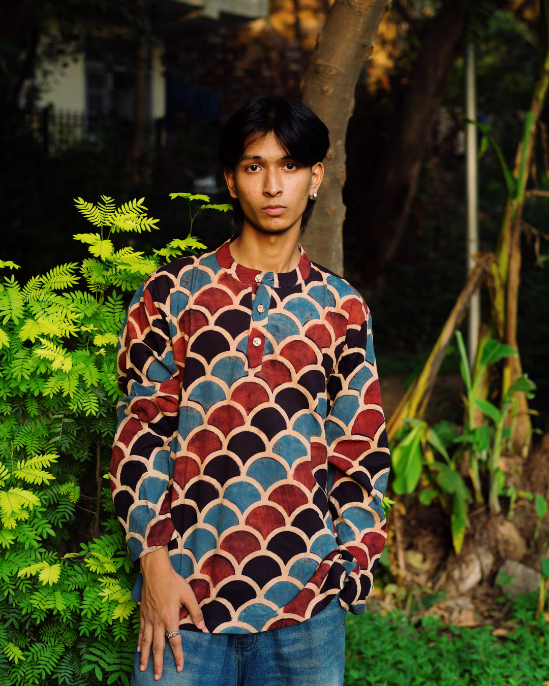 FISH SCALE AJRAKH SHORT KURTA