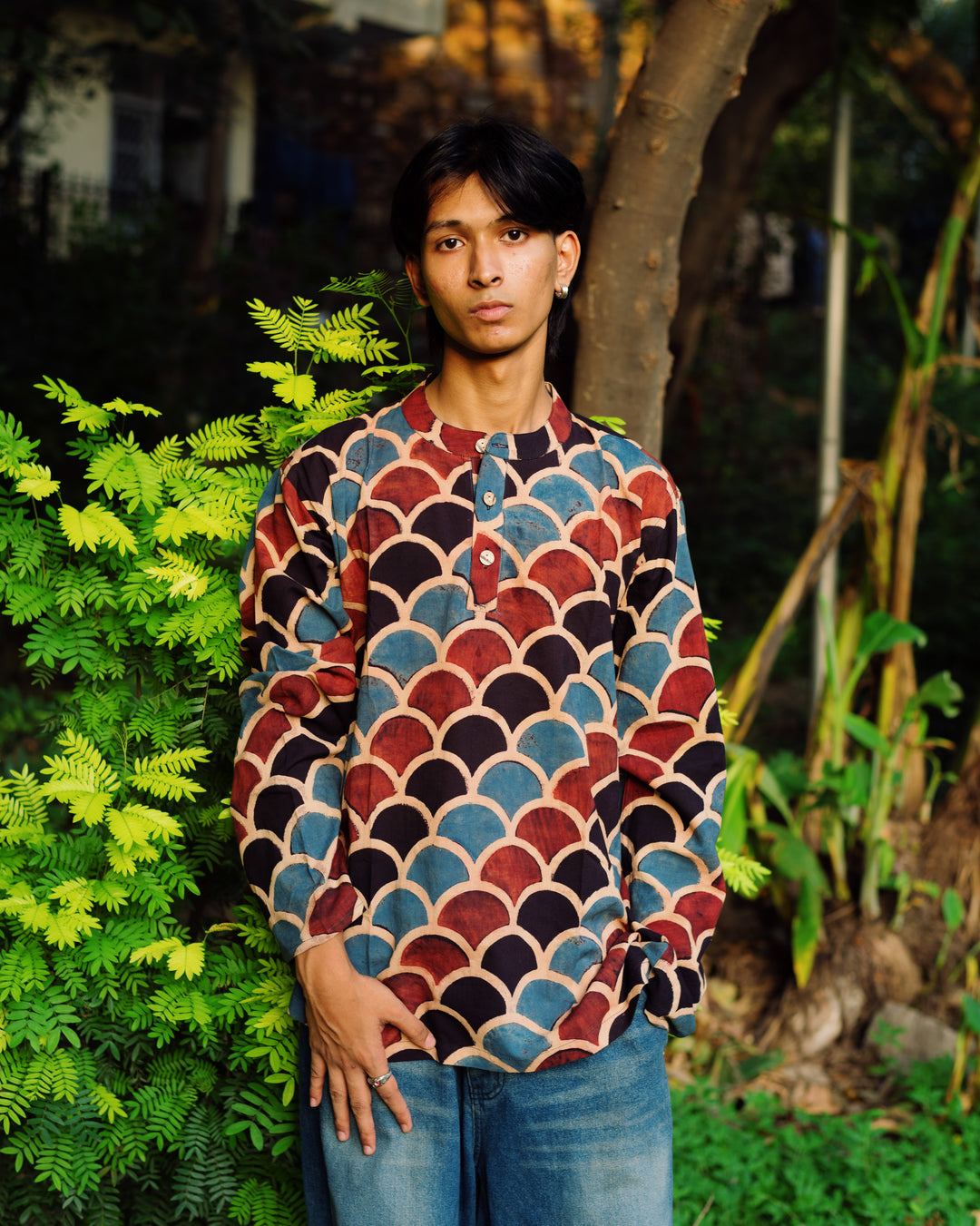 FISH SCALE AJRAKH SHORT KURTA