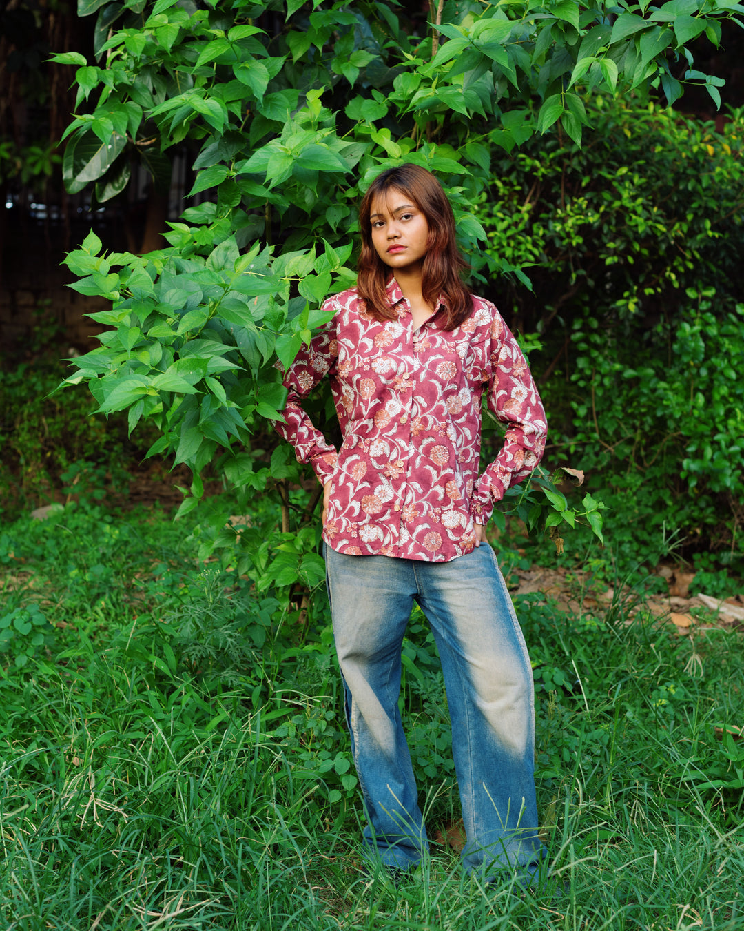 MAUVE FLORAL RAPID FULL SHIRT