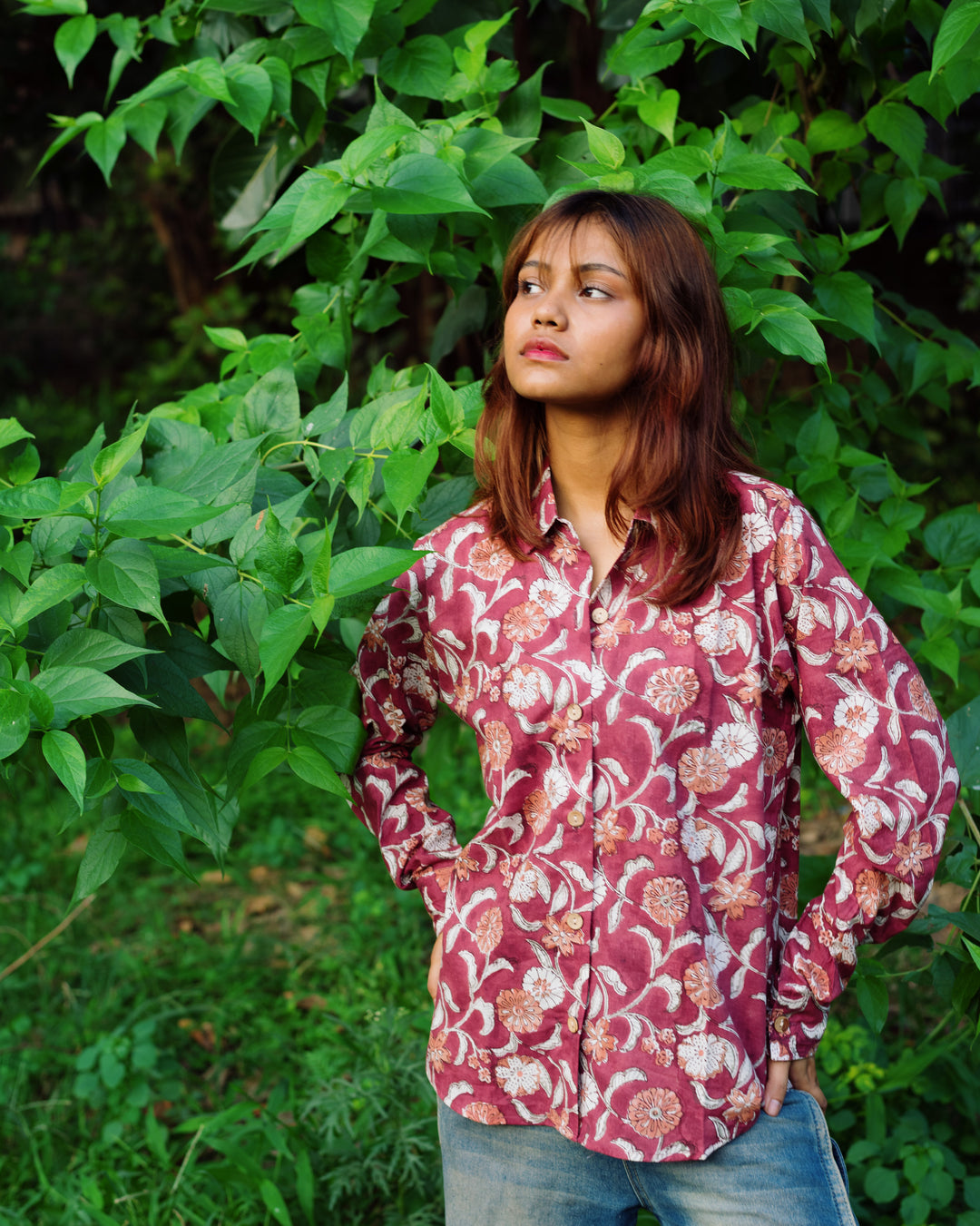 MAUVE FLORAL RAPID FULL SHIRT