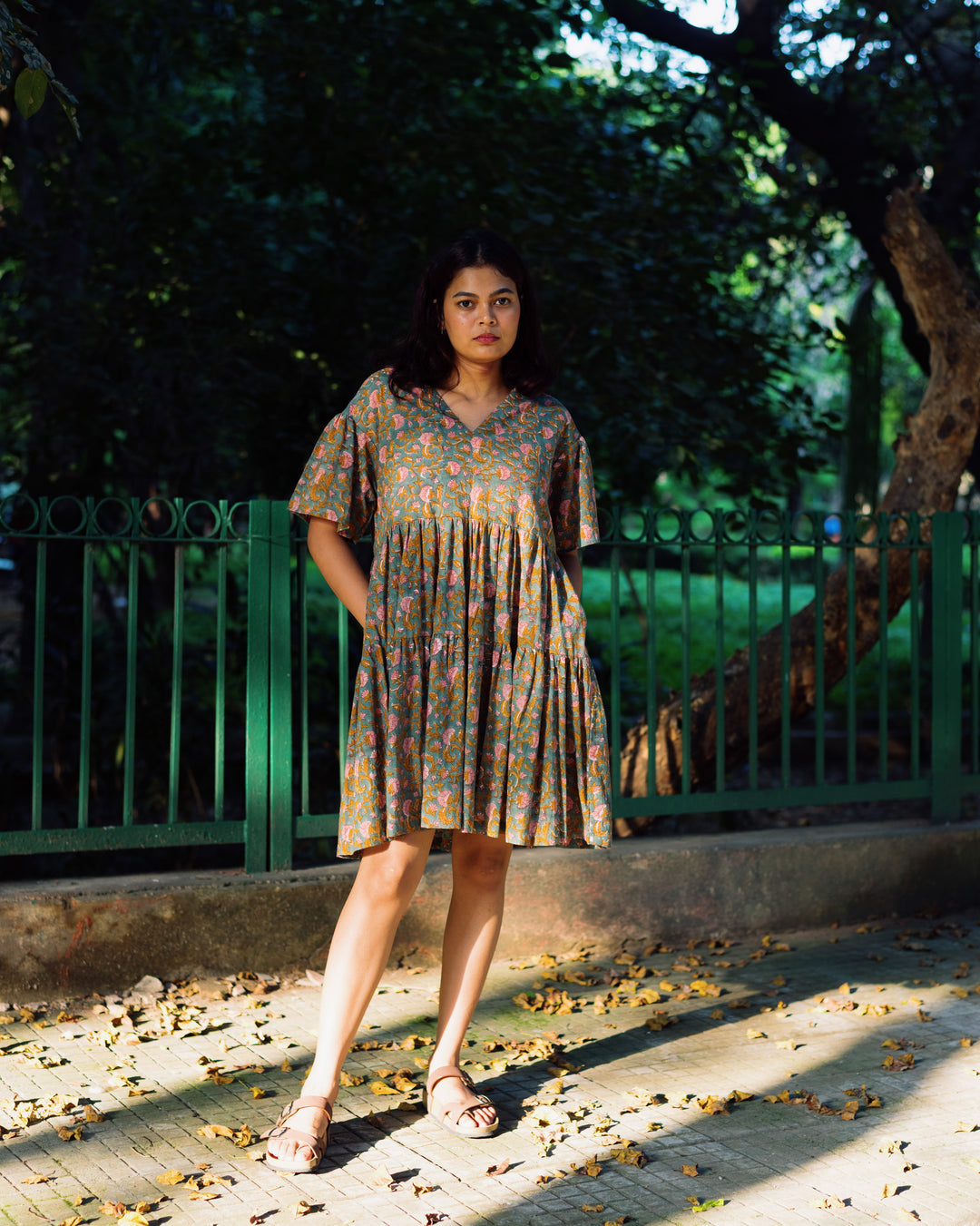 SAGE FLORAL RAPID TENT DRESS