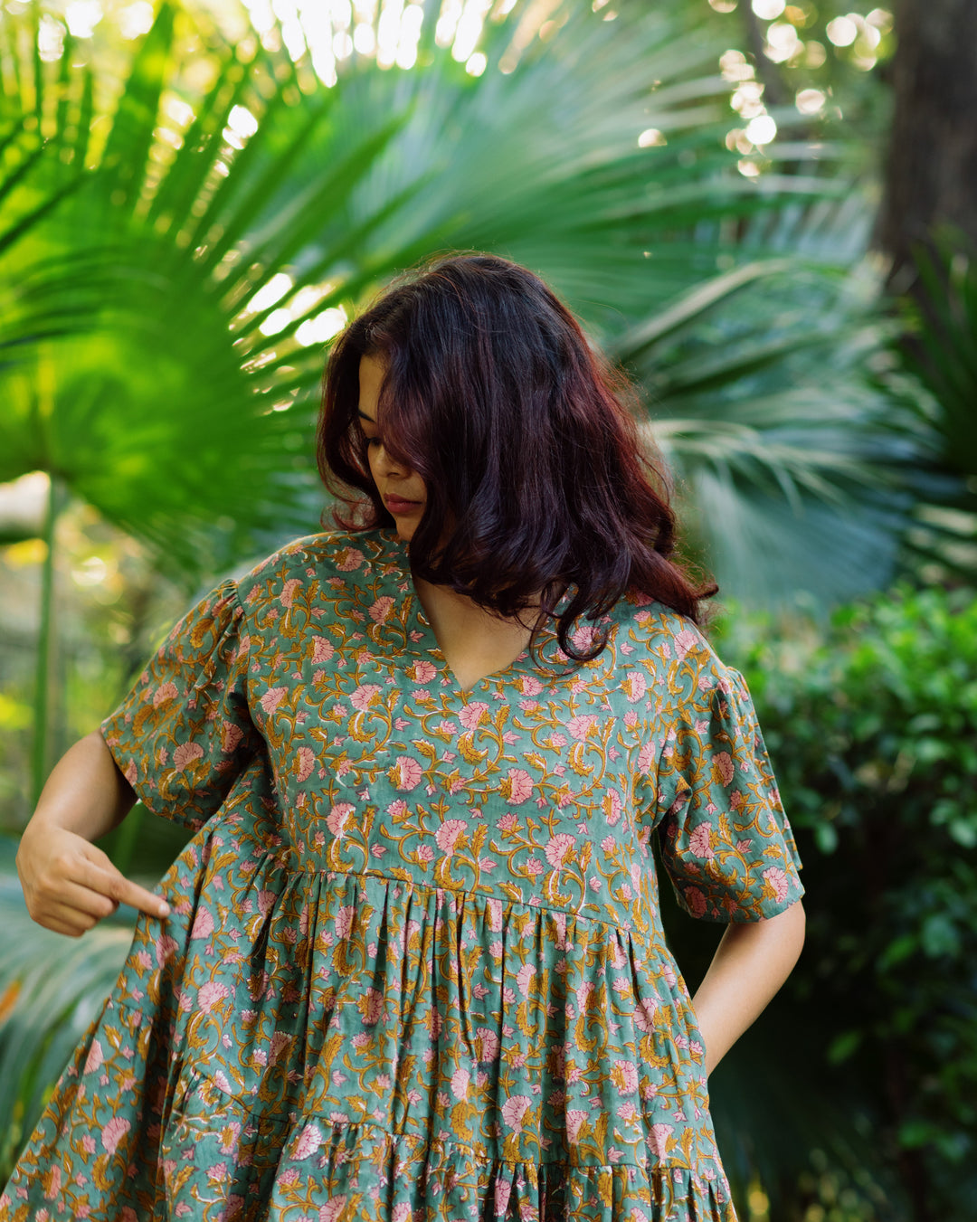 SAGE FLORAL RAPID TENT DRESS