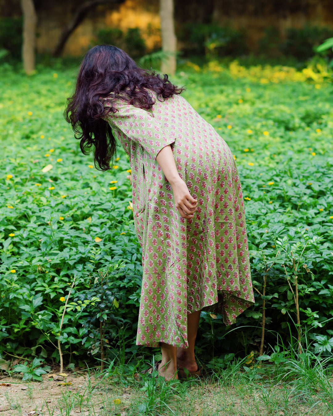 PISTACHIO FLORAL RAPID COLLARED DRESS