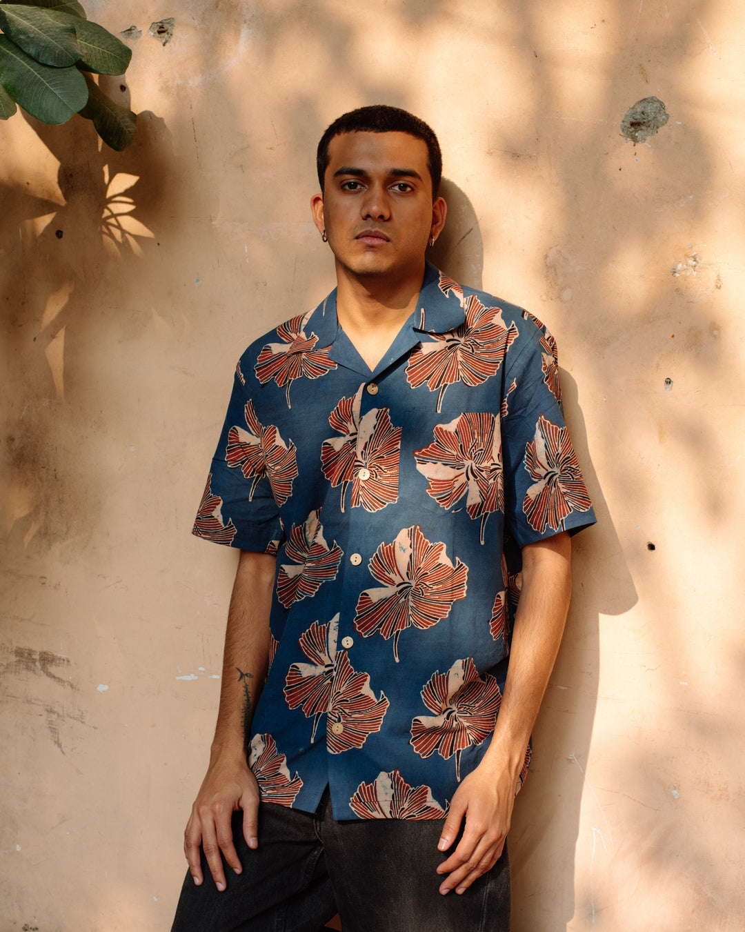 INDIGO HIBISCUS AJRAKH SHIRT