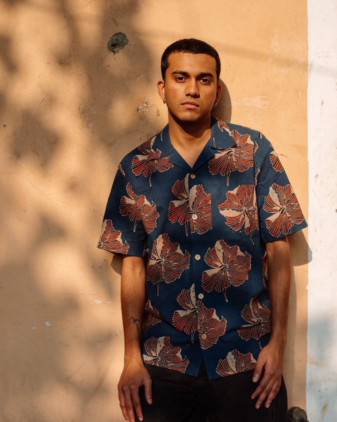 INDIGO HIBISCUS AJRAKH SHIRT