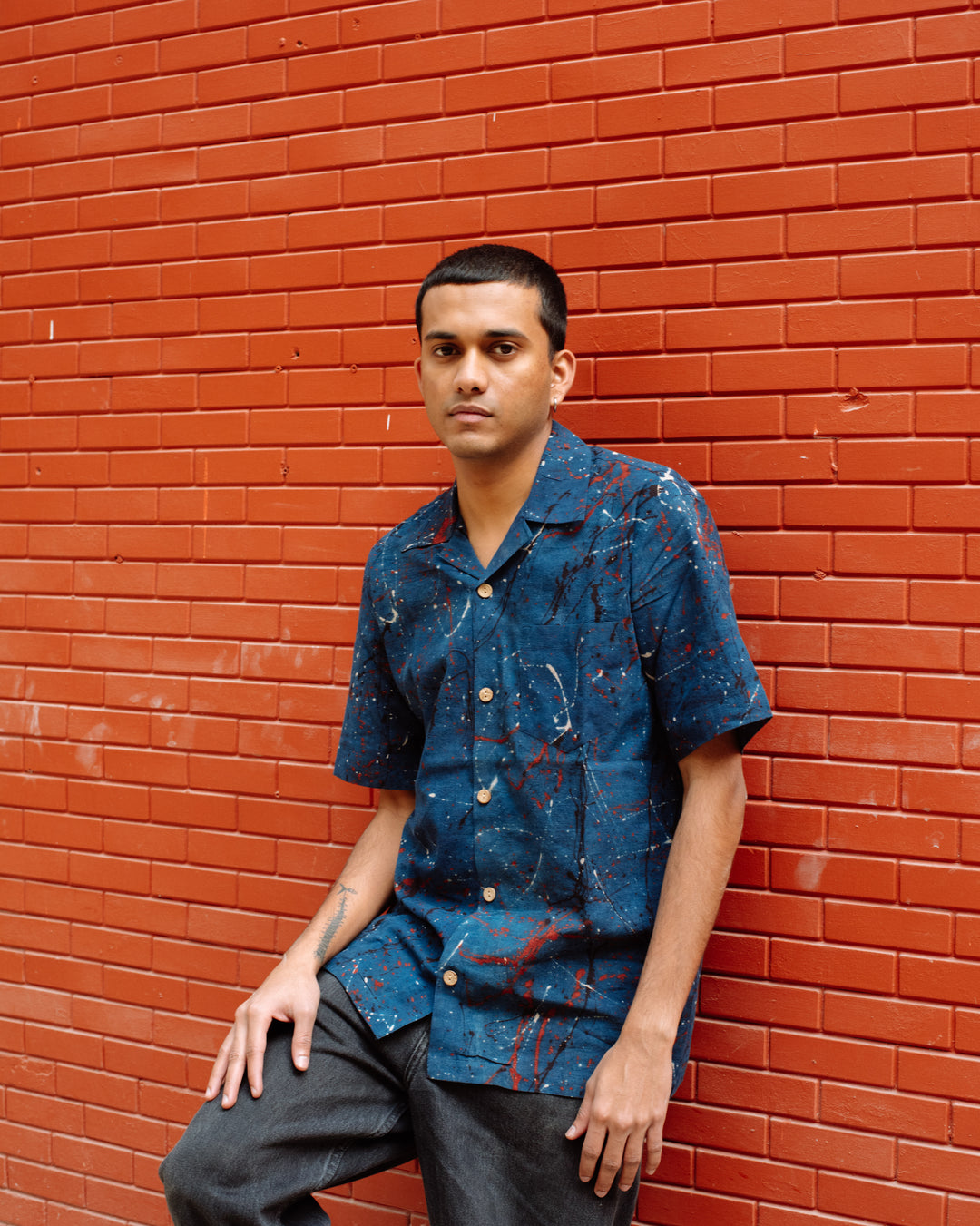 INDIGO PAINT SPLATTER AJRAKH SHIRT