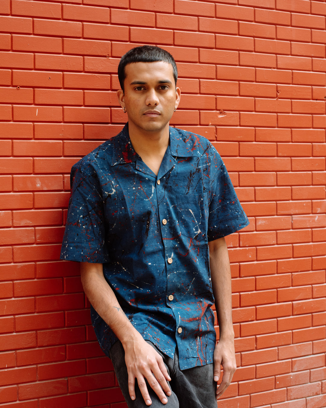 INDIGO PAINT SPLATTER AJRAKH SHIRT