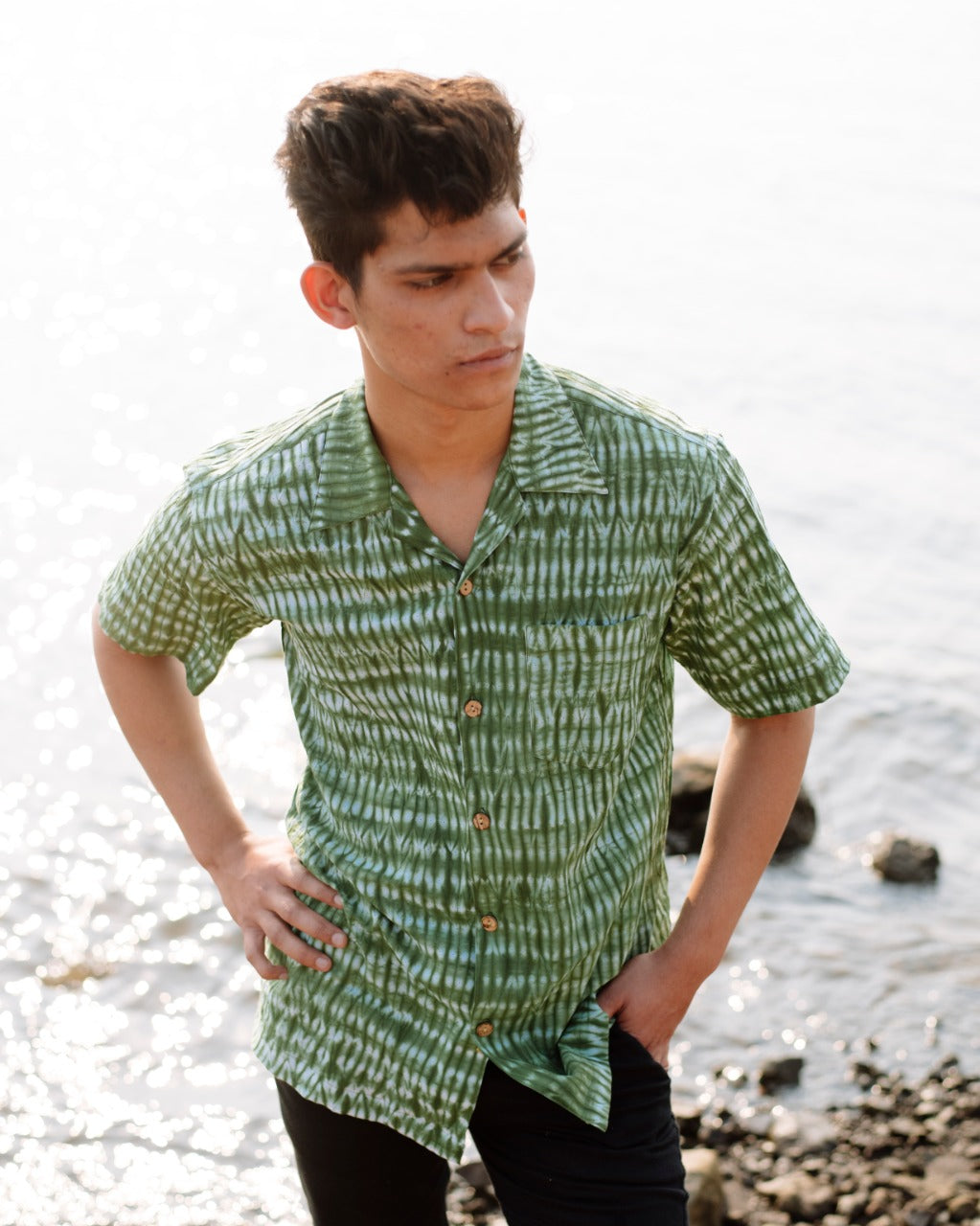 GREEN SHIBORI SHIRT